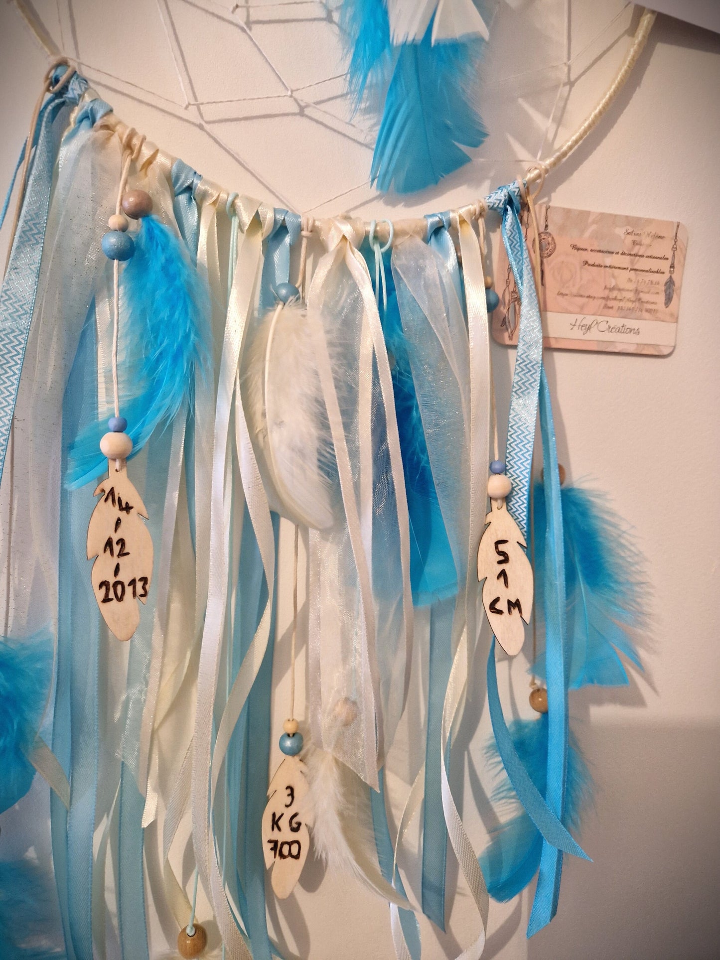 Attrape rêve naissance personnalisé photo bébé décoration chambre enfant Heyl’Créations