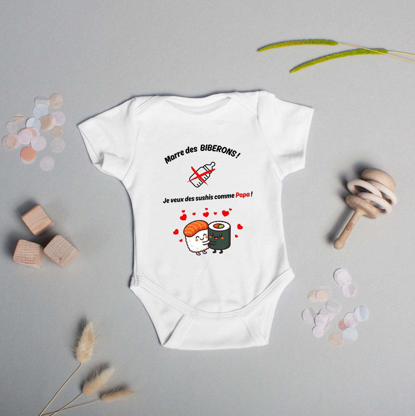 Body bébé humour sushi personnalisé annonce grossesse Heyl’Créations