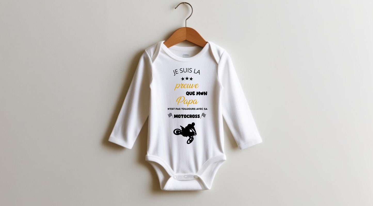Body bébé humour papa motocross personnalisé naissance Heyl’Créations