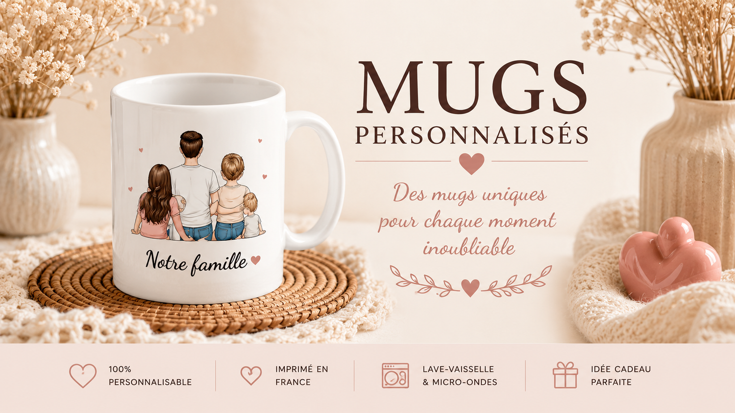 Collection de mugs personnalisés Heyl'Créations pour toutes les occasions