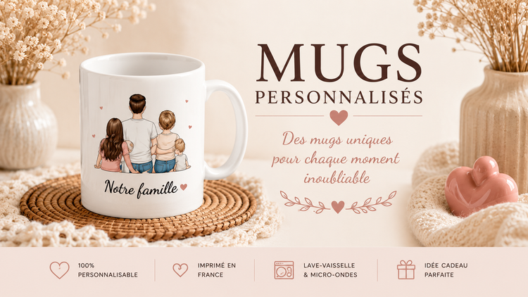 Collection de mugs personnalisés Heyl'Créations pour toutes les occasions