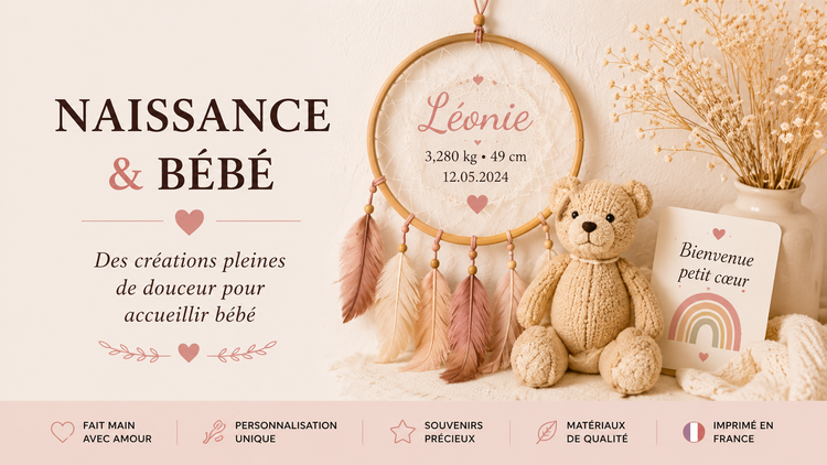 Collection de cadeaux de naissance personnalisés Heyl'Créations