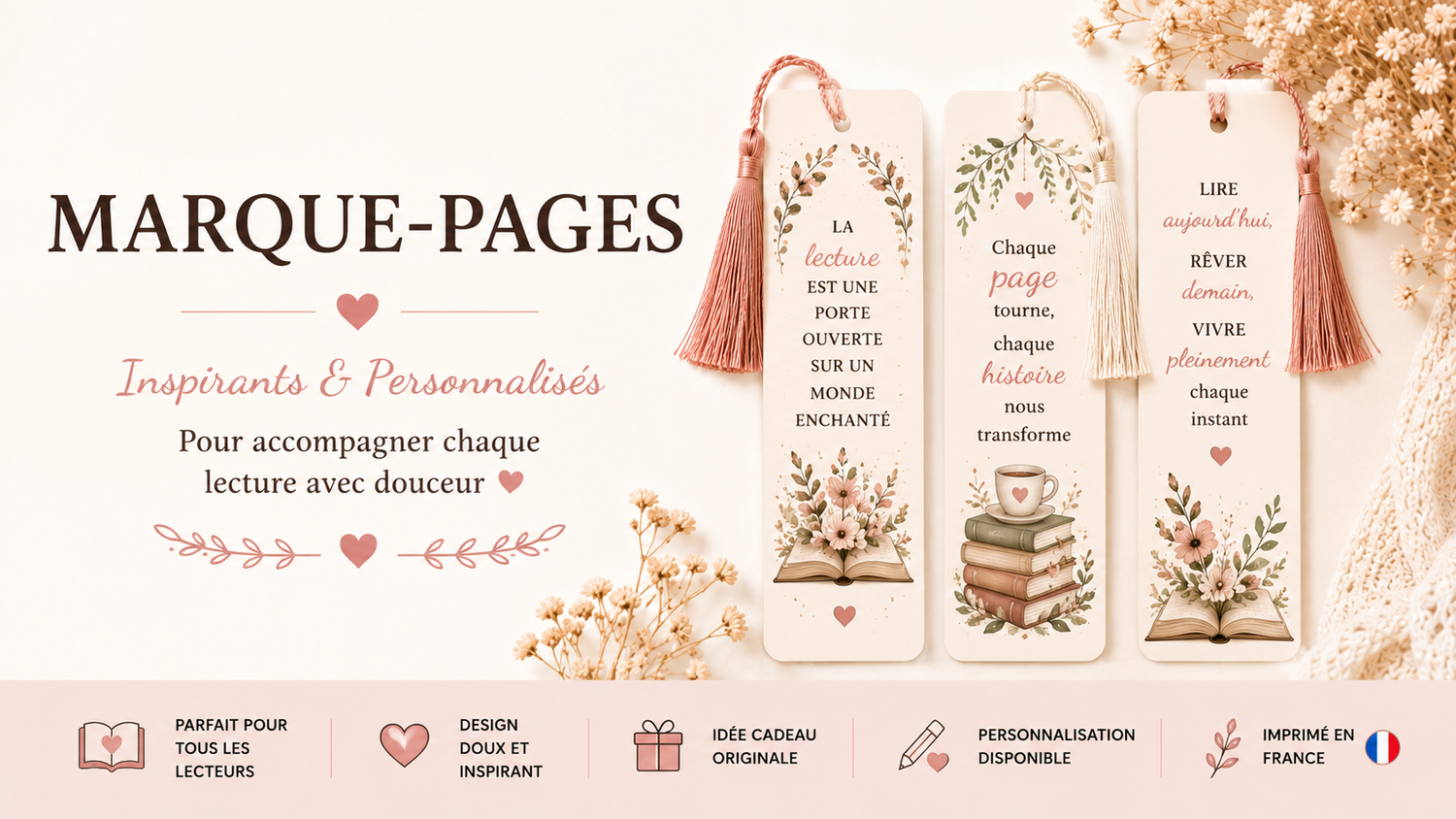 Collection de marque-pages personnalisés Heyl'Créations