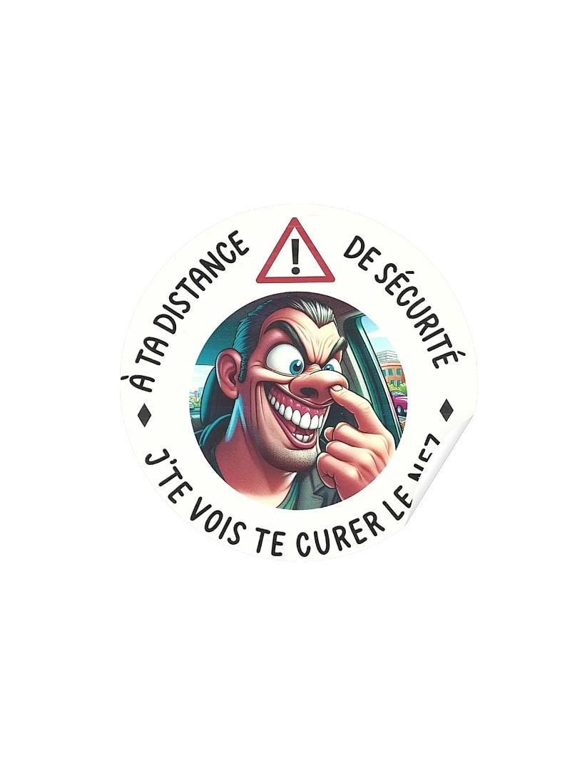 Stickers de voiture humoristique / Autocollant de vitre " tu te cure le nez "