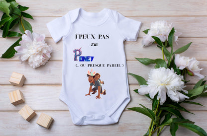 Body bébé humour poney papa personnalisé naissance Heyl’Créations