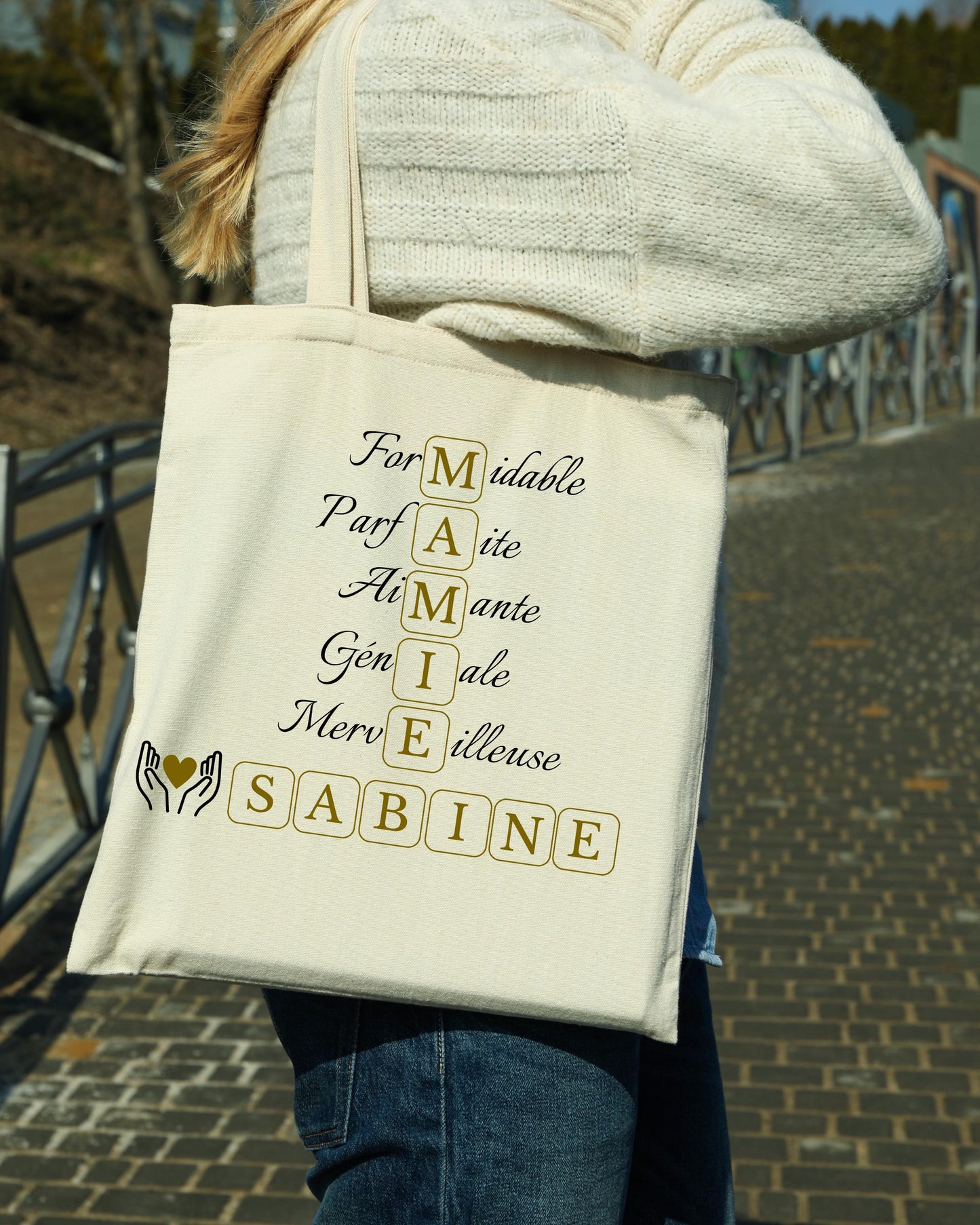 Tote bag personnalisé Mamie cadeau fête grands-mères sac coton Heyl’Créations