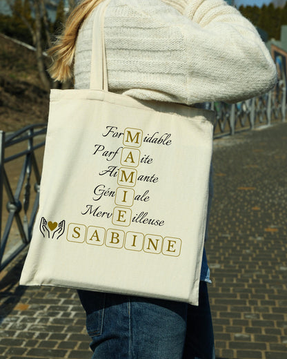 Tote bag personnalisé Mamie cadeau fête grands-mères sac coton Heyl’Créations