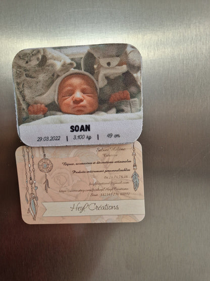 Magnet personnalisé photo naissance souvenir cadeau personnalisé Heyl’Créations