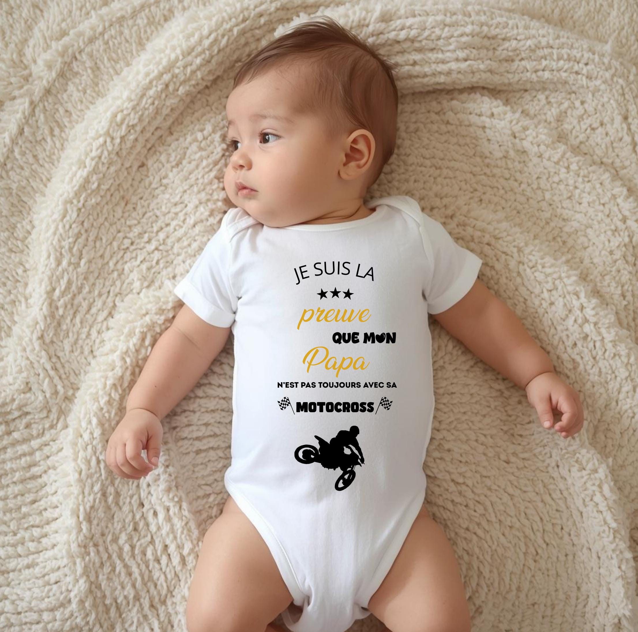 Bodie/ Body bébé personnalisé " Papa n'est pas toujours avec sa motocross " Humour