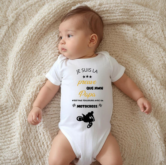 Body bébé humour papa motocross personnalisé naissance Heyl’Créations