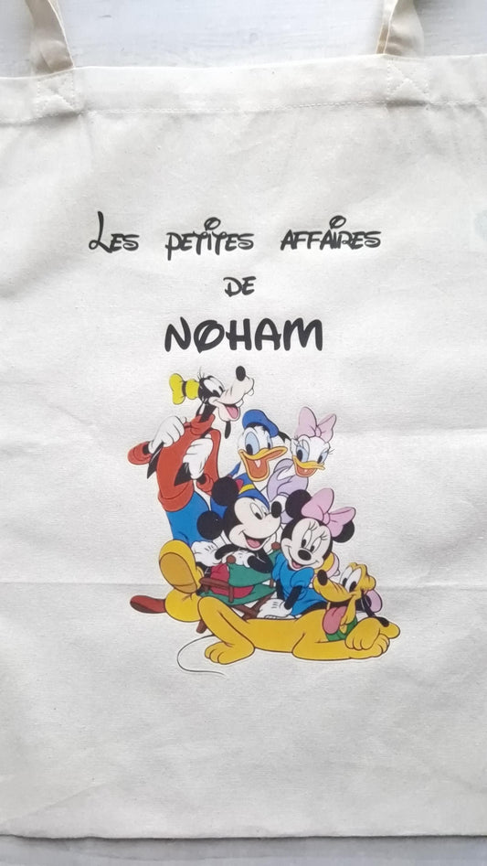 Tote bag prénom enfant personnalisé sac coton enfant dessin animé Heyl’Créations