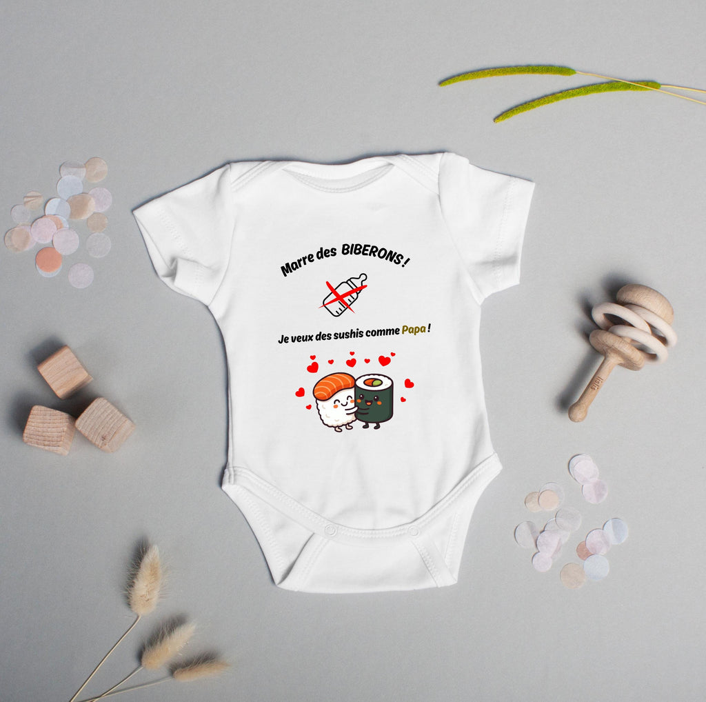 Bodie/ Body bébé personnalisé " Je veux manger des sushis " Humour