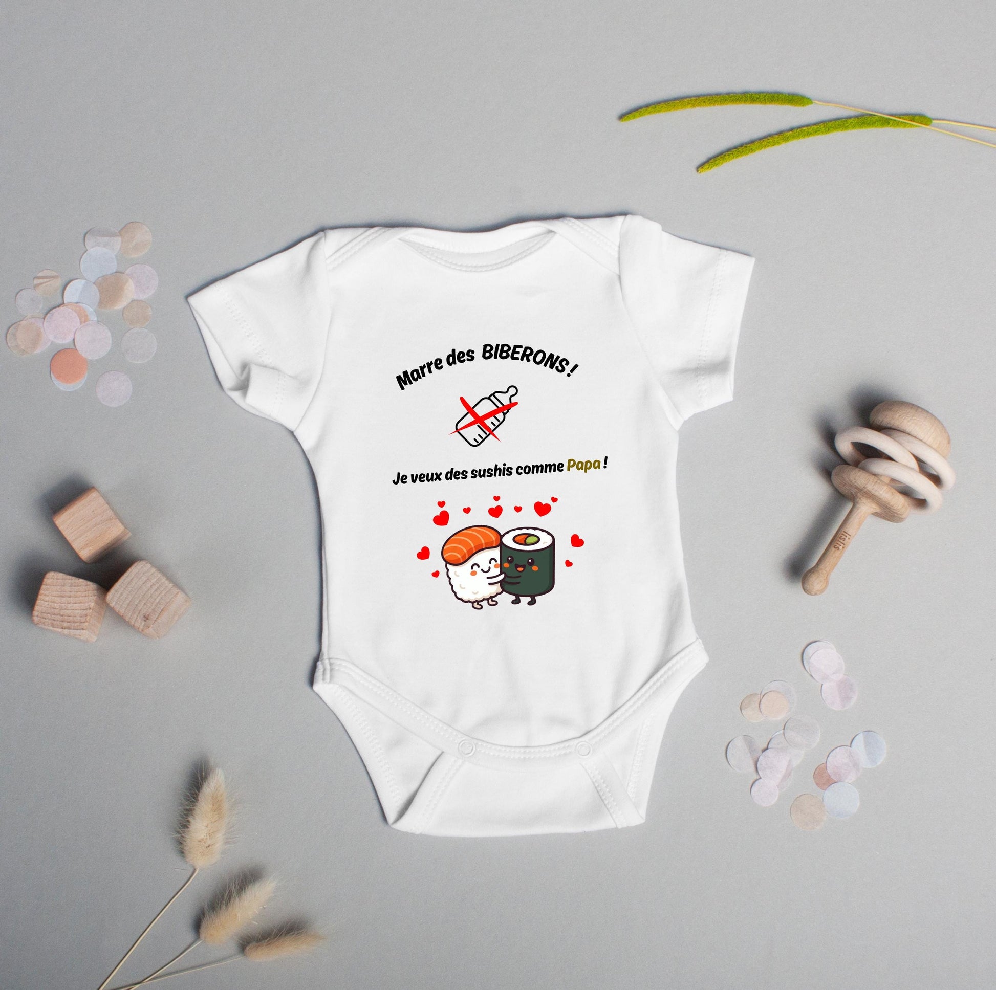Body bébé humour sushi personnalisé annonce grossesse Heyl’Créations