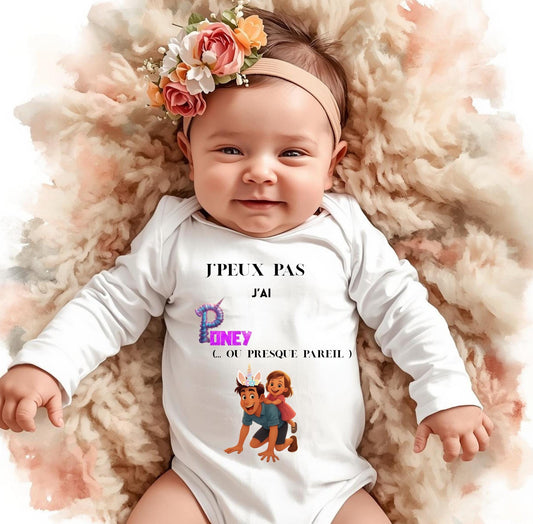Body bébé humour poney papa personnalisé naissance Heyl’Créations