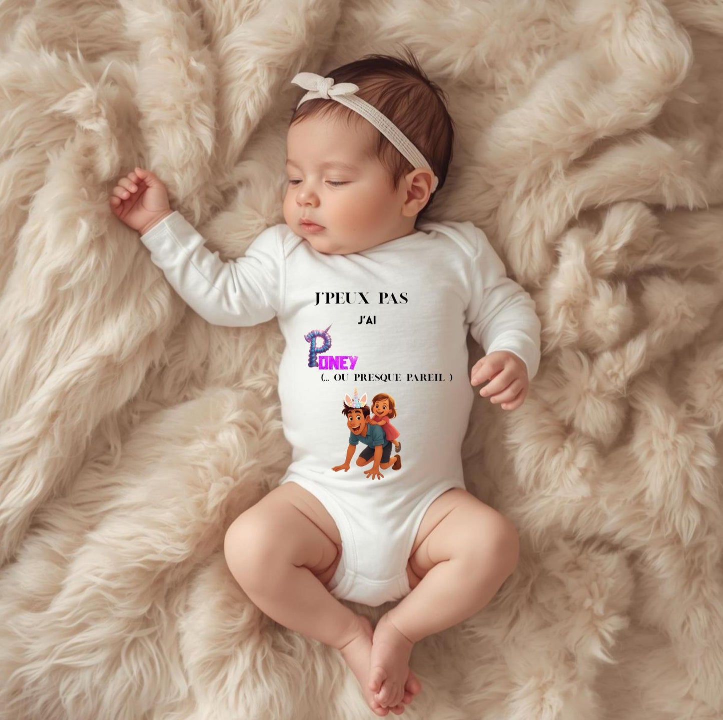 Body bébé humour poney papa personnalisé naissance Heyl’Créations