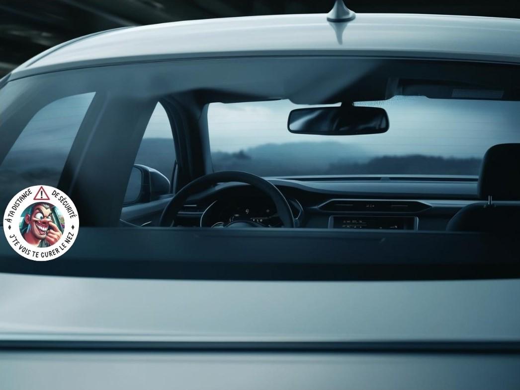 Stickers de voiture humoristique / Autocollant de vitre " tu te cure le nez "