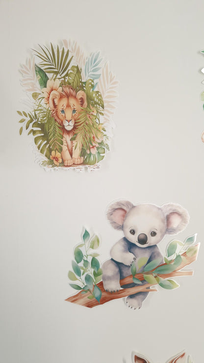 Stickers muraux safari savane chambre enfant animaux aquarelle Heyl’Créations