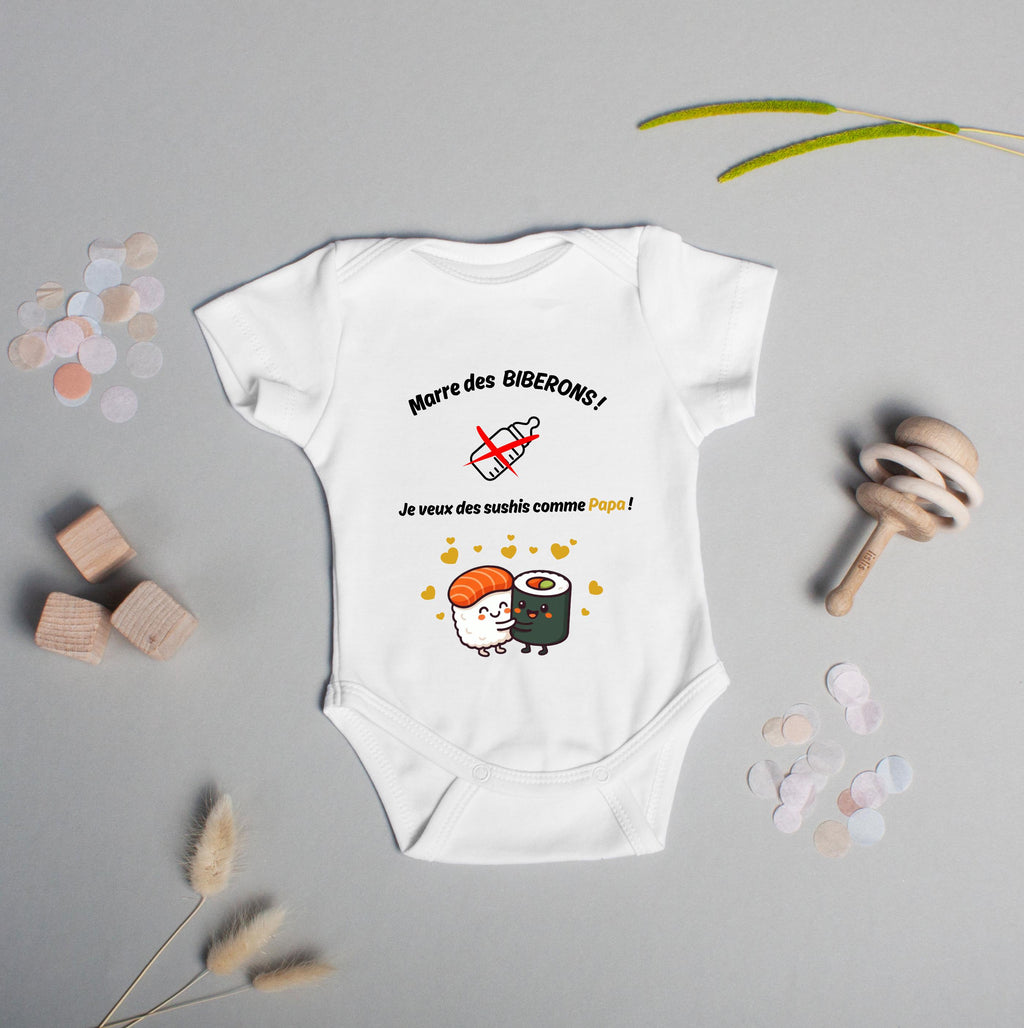 Bodie/ Body bébé personnalisé " Je veux manger des sushis " Humour
