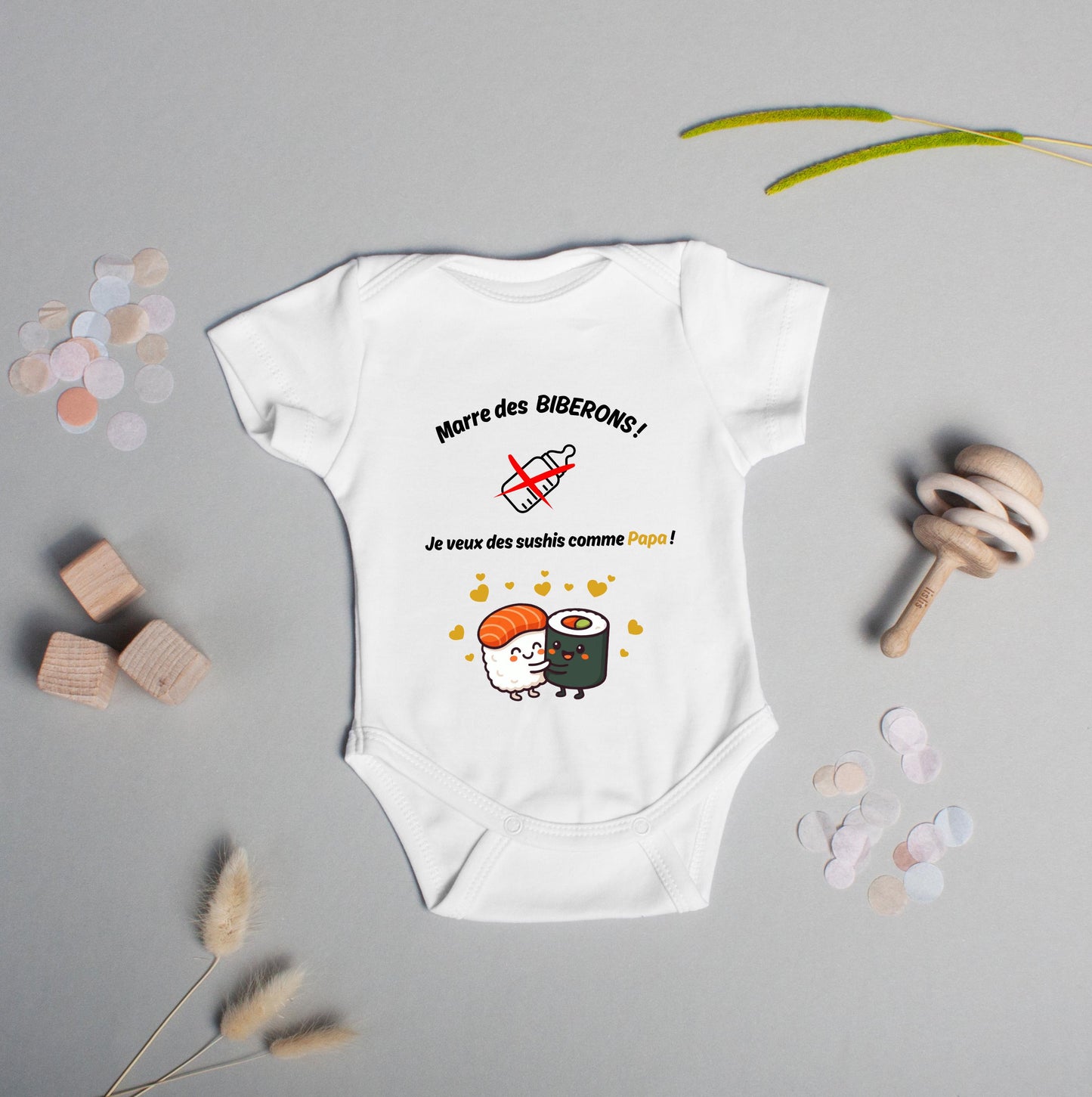 Body bébé humour sushi personnalisé annonce grossesse Heyl’Créations
