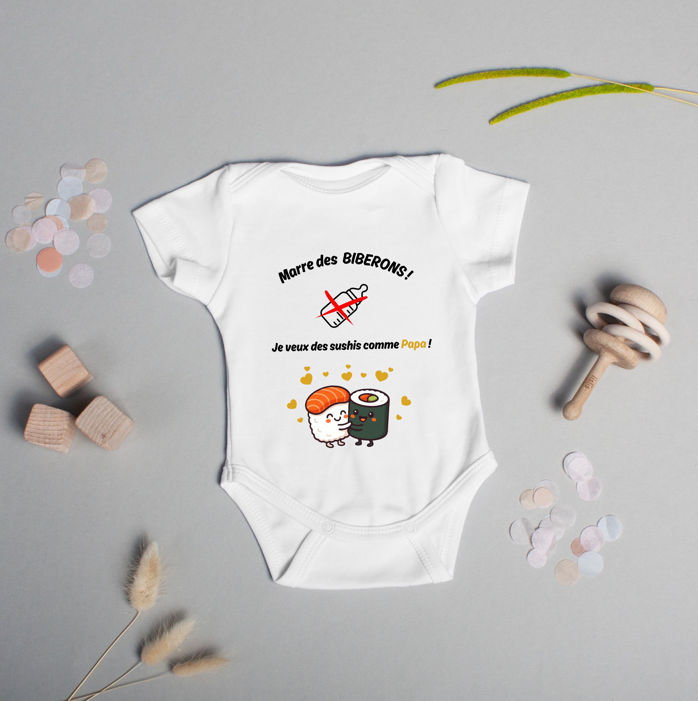 Bodie/ Body bébé personnalisé " Je veux manger des sushis " Humour
