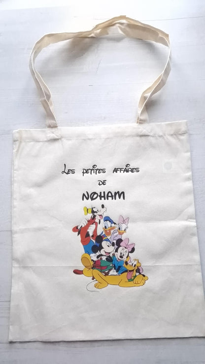 Tote bag prénom enfant personnalisé sac coton enfant dessin animé Heyl’Créations
