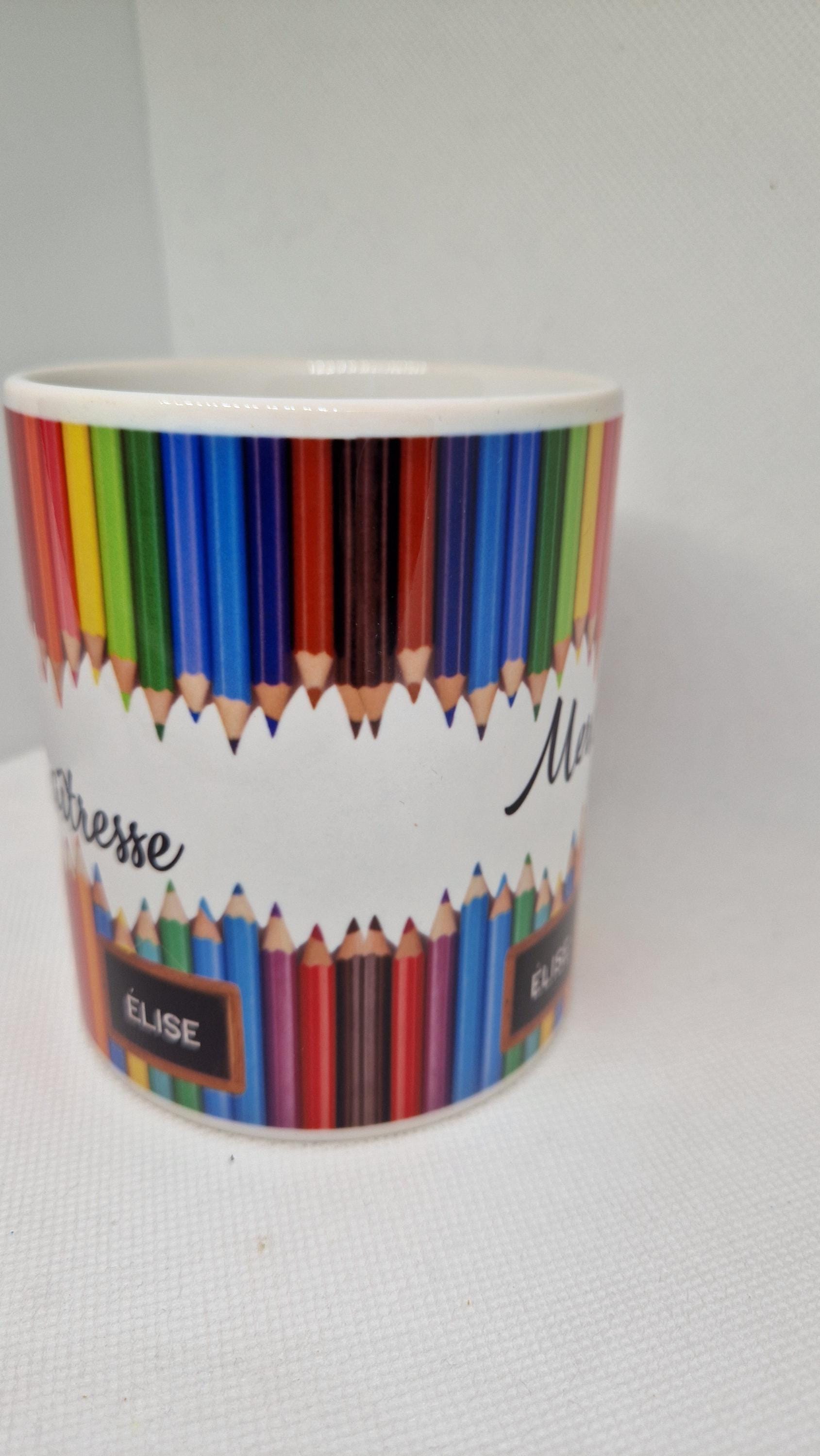 Mug maîtresse personnalisé cadeau fin année scolaire prénom enfant Heyl’Créations