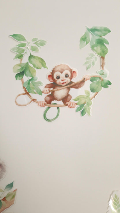 Stickers muraux safari savane chambre enfant animaux aquarelle Heyl’Créations
