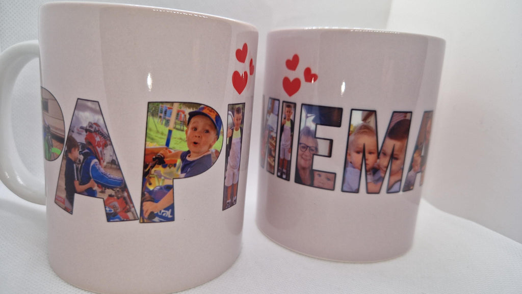 Mug avec petit mot personnalisé avec photos " Mamie" "Papi" ..