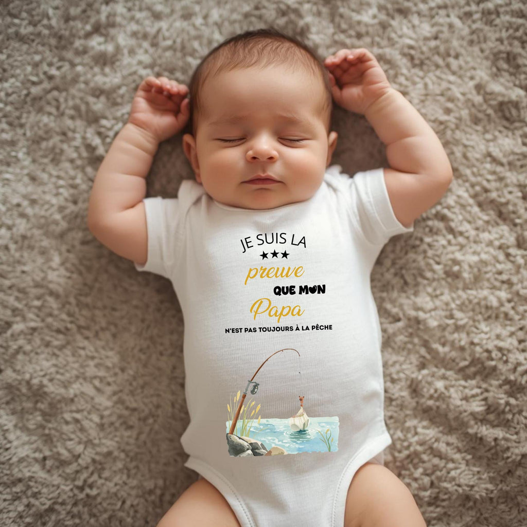 Bodie/ Body bébé personnalisé " Papa n'est pas toujours à la pêche " Humour