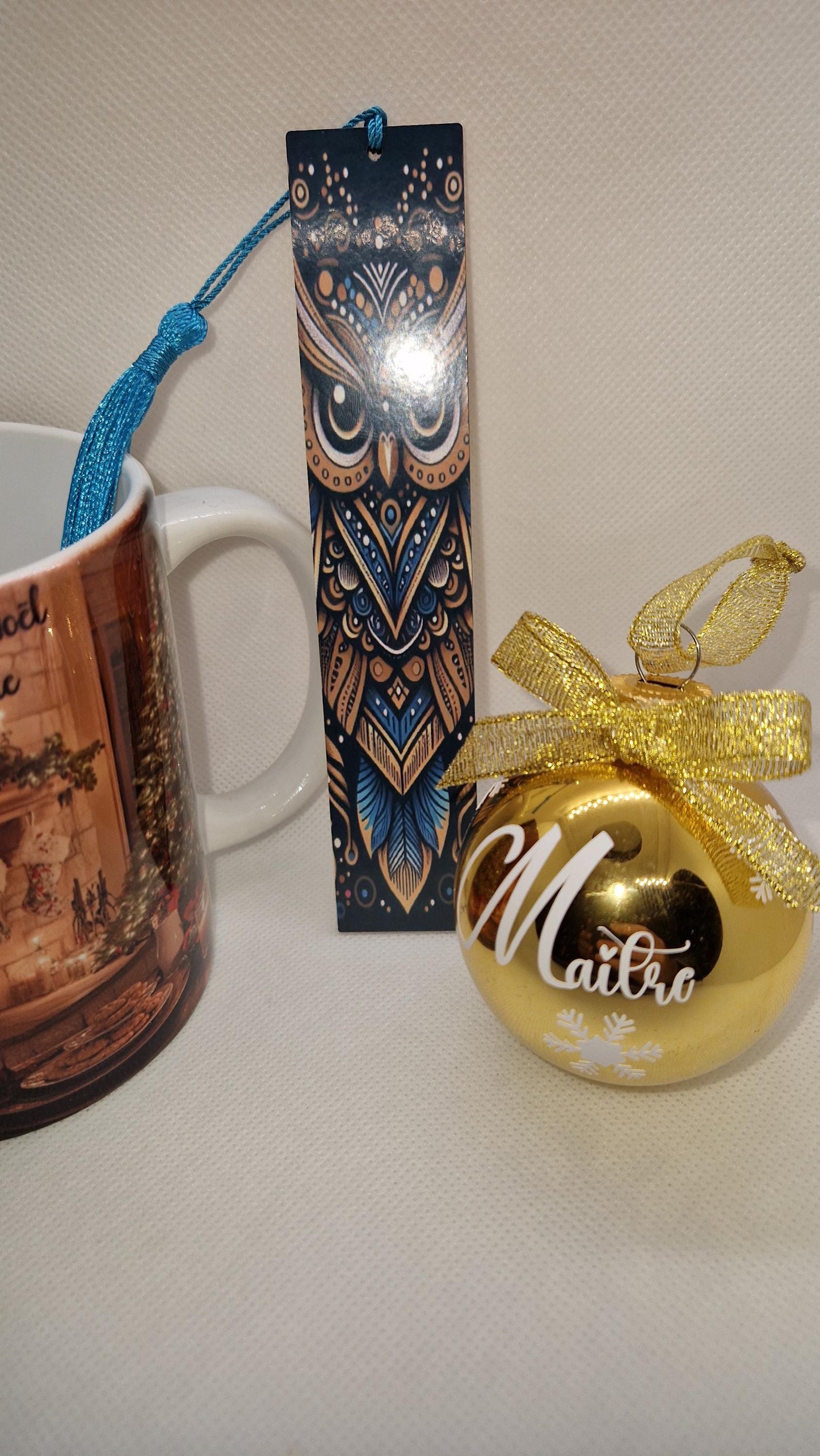 Coffret cadeau Noël maîtresse maître mug boule marque page Heyl’Créations