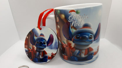 Coffret cadeau Noël personnalisé enfant mug porte clés décoration Heyl’Créations
