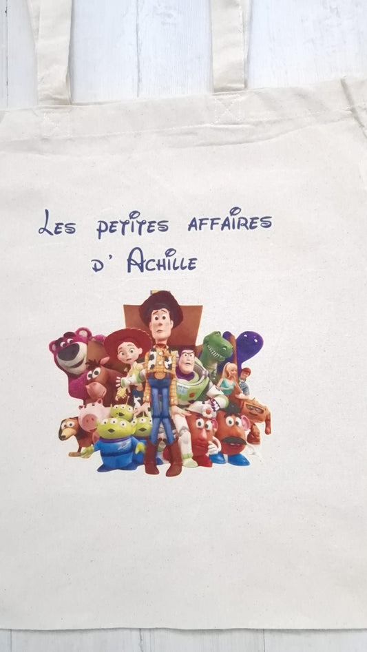 Tote bag prénom enfant personnalisé sac coton enfant jouets Heyl’Créations