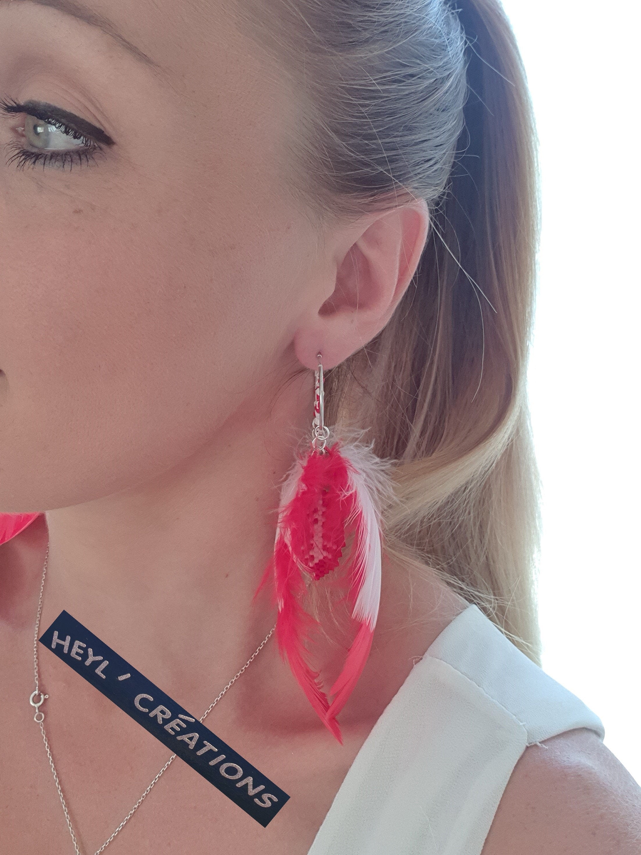 Boucle d'oreille attrape rêve Rouge et Blanche/ Boucle d'oreille de Noel