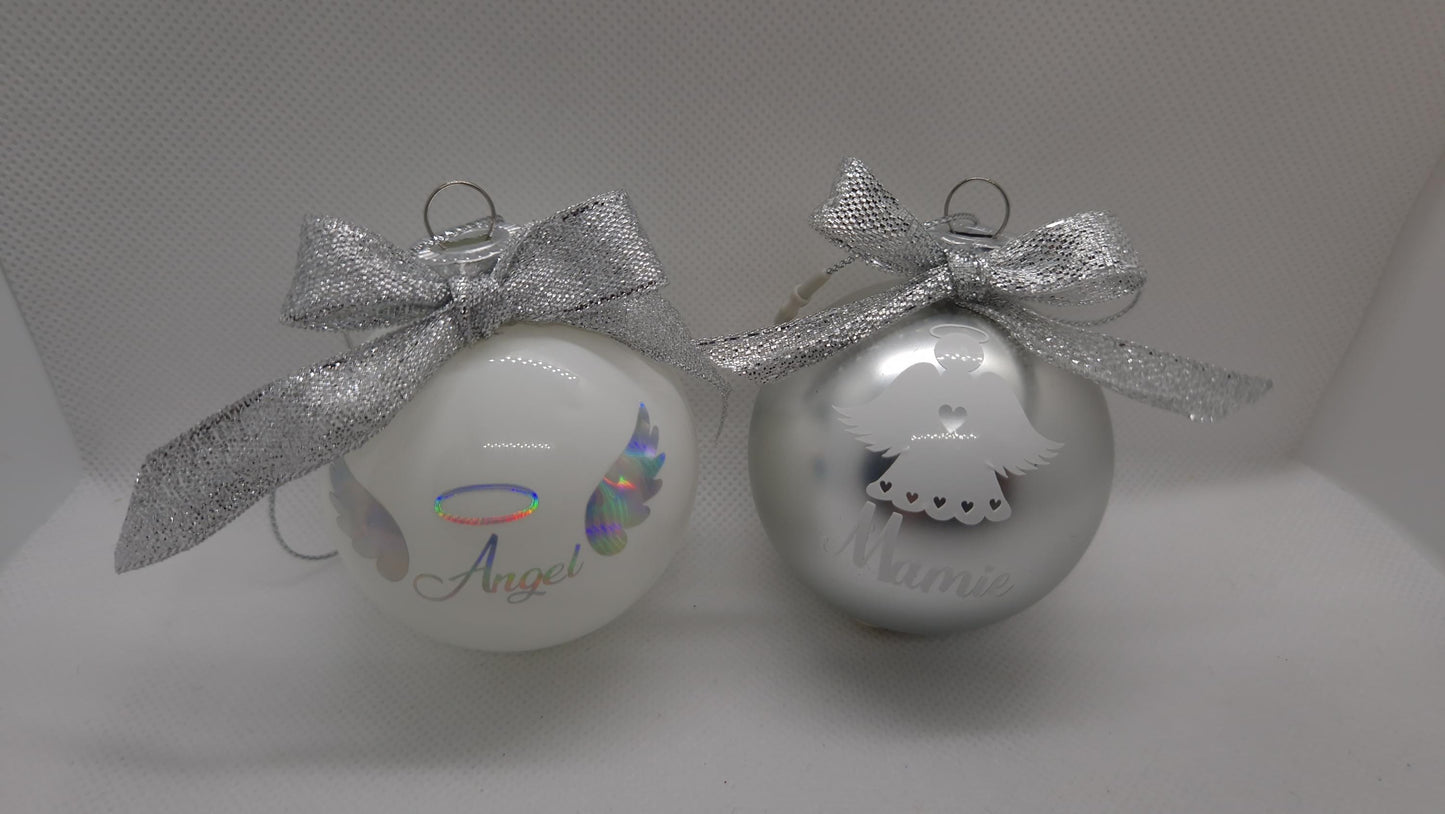 Boule Noël ange personnalisée souvenir défunt hommage Heyl’Créations