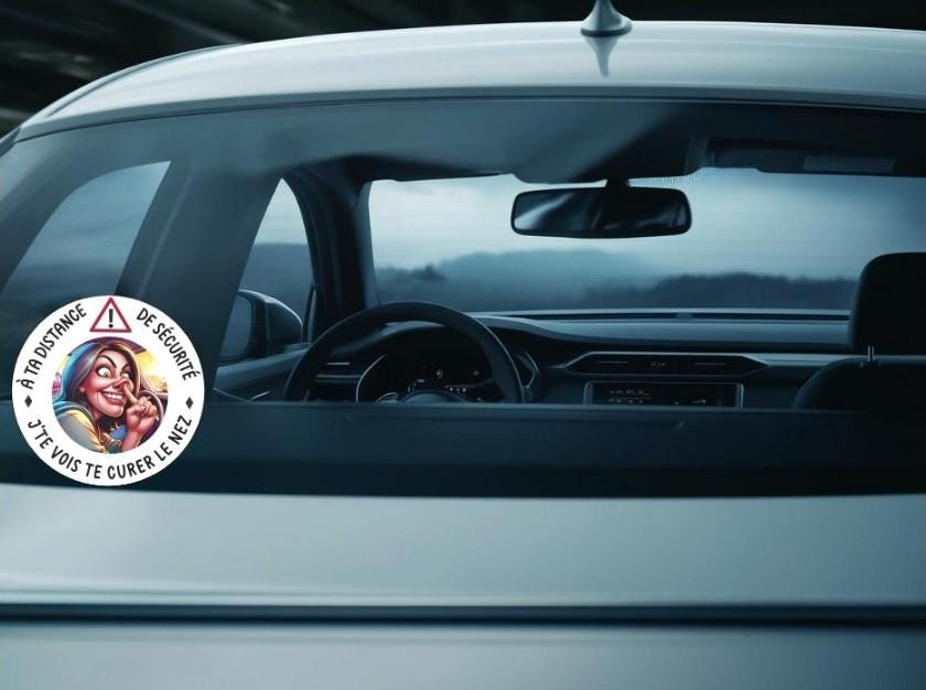 Sticker voiture humour tu te cures le nez autocollant auto Heyl’Créations