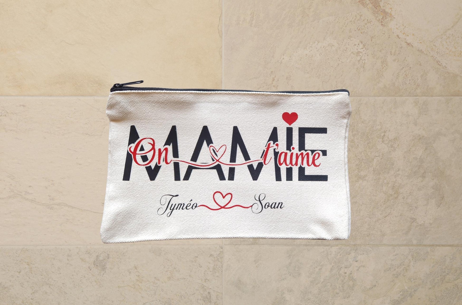 Trousse personnalisée prénom coton pochette cadeau Heyl’Créations