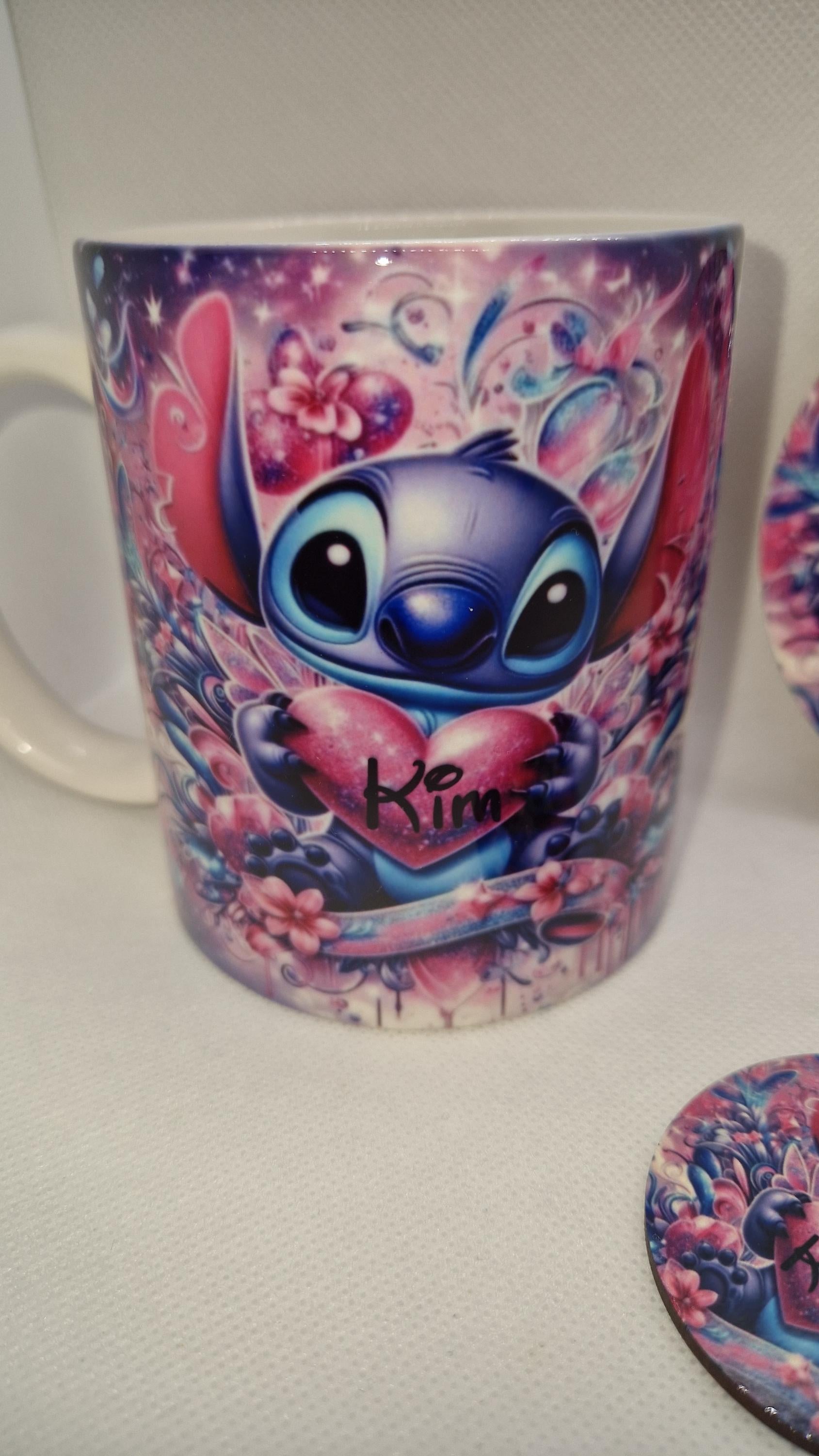 Mug Stitch / Dessous de verre Stitch / Porte clé avec prénom