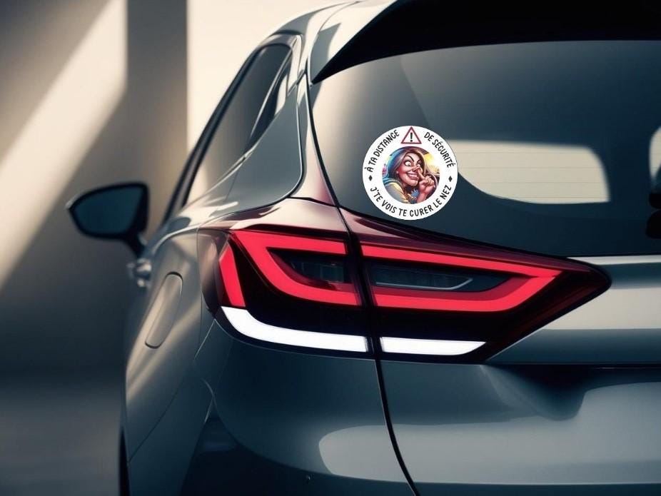 Stickers de voiture humoristique / Autocollant de vitre " tu te cure le nez "