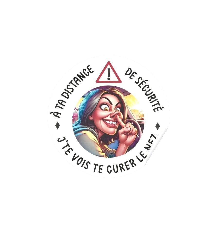 Stickers de voiture humoristique / Autocollant de vitre " tu te cure le nez "