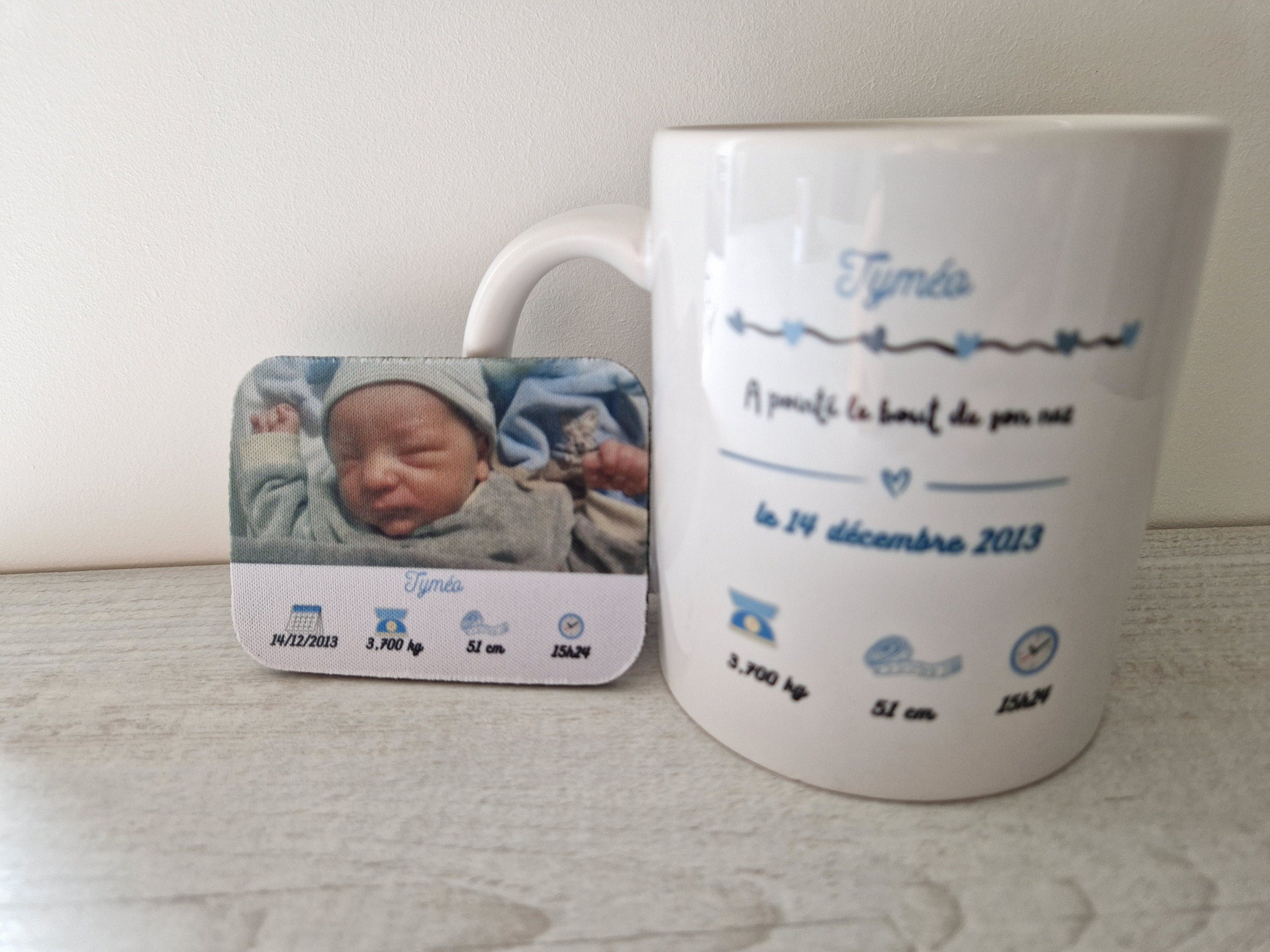 Pack de Naissance / cadeau de naissance Mug personnalisé avec photo