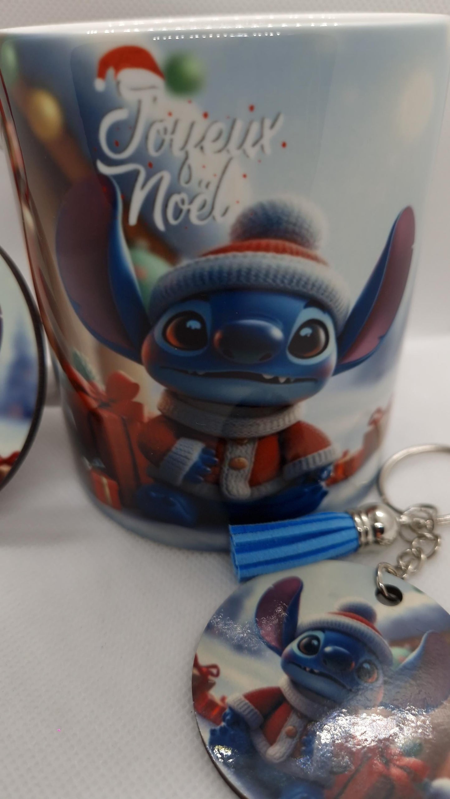 Coffret cadeau Noël personnalisé enfant mug porte clés décoration Heyl’Créations