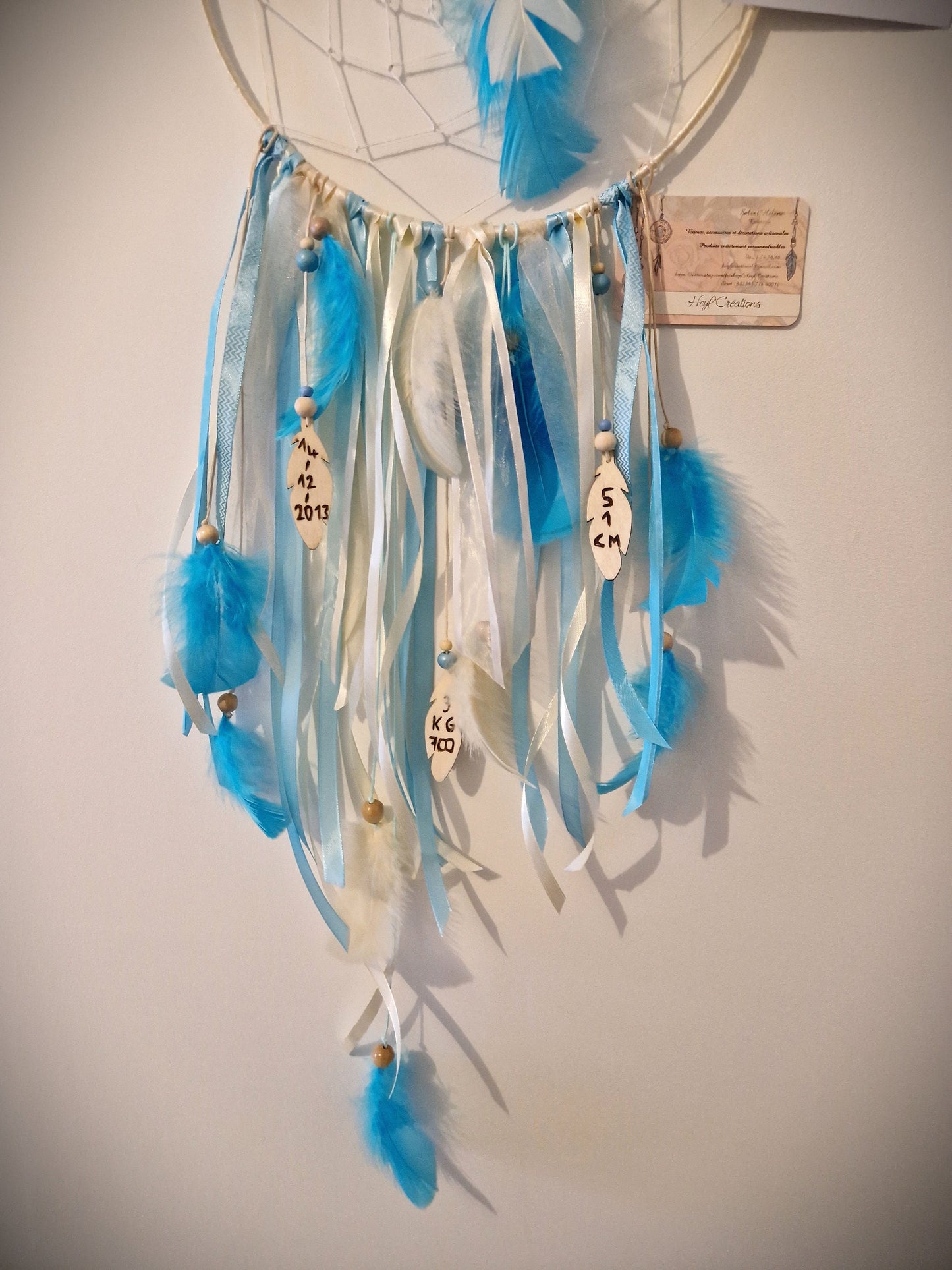 Attrape rêve naissance personnalisé photo bébé décoration chambre enfant Heyl’Créations