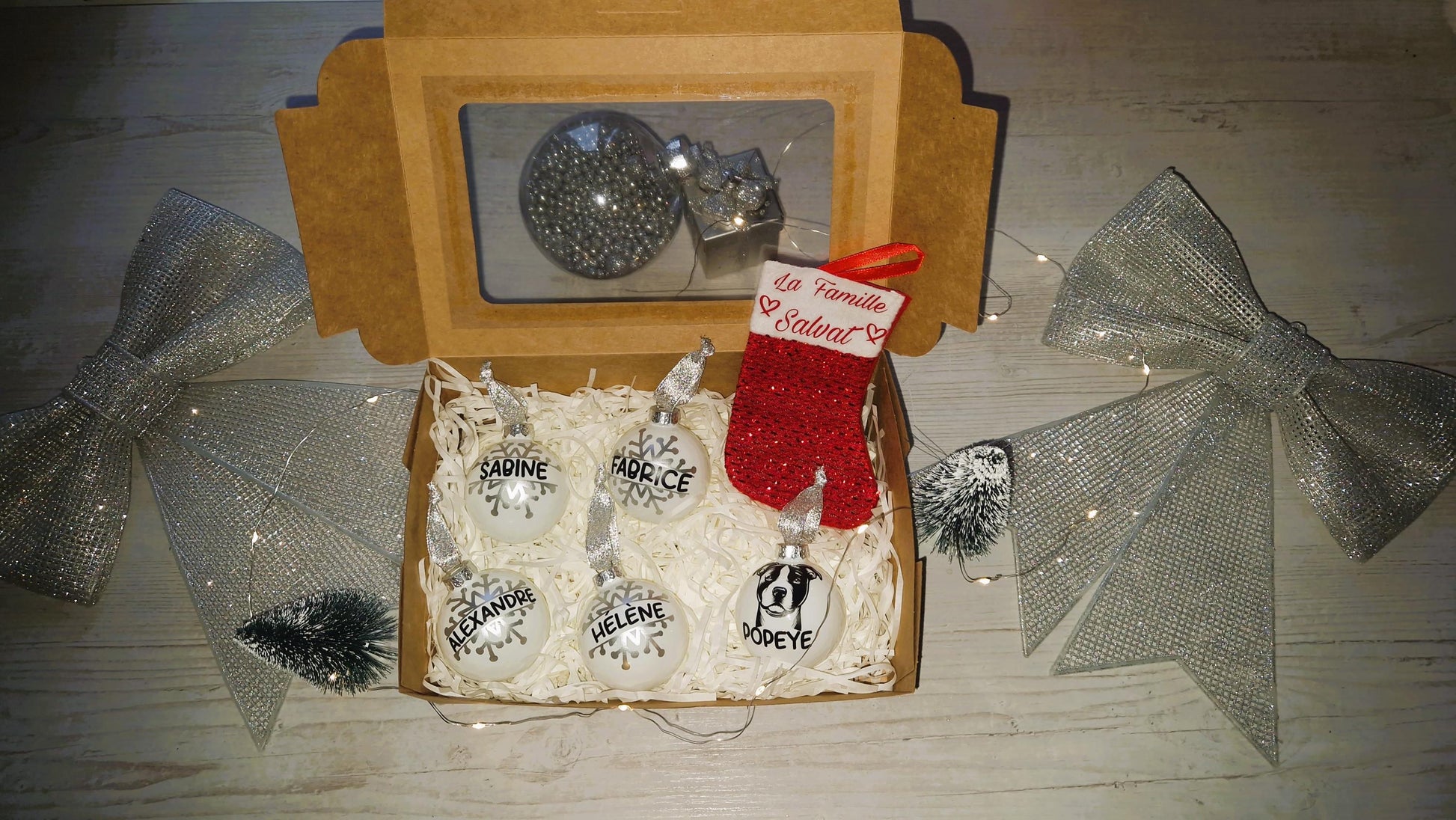 Coffret boules Noël famille personnalisées animaux Heyl’Créations