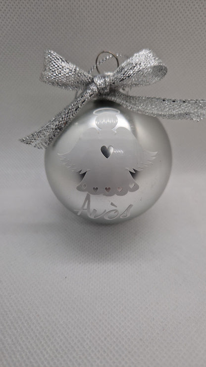 Boule Noël ange personnalisée souvenir défunt hommage Heyl’Créations