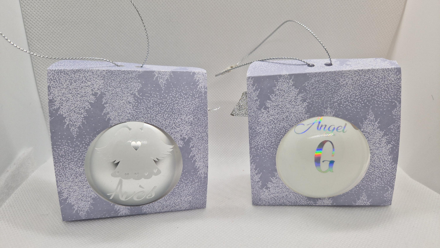 Boule Noël ange personnalisée souvenir défunt hommage Heyl’Créations