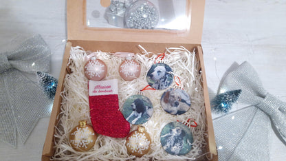 Coffret boules Noël famille personnalisées animaux Heyl’Créations