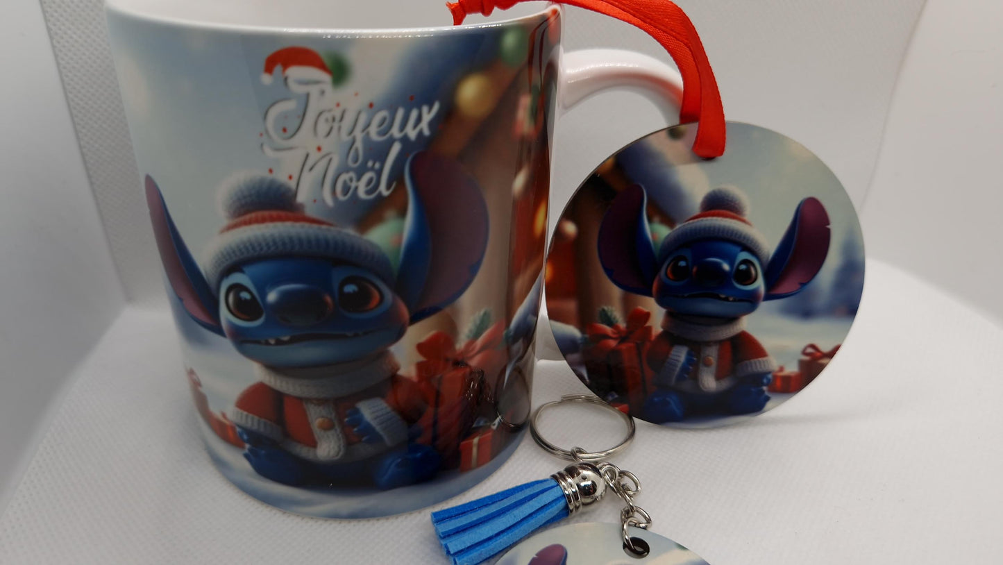 Coffret cadeau Noël personnalisé enfant mug porte clés décoration Heyl’Créations