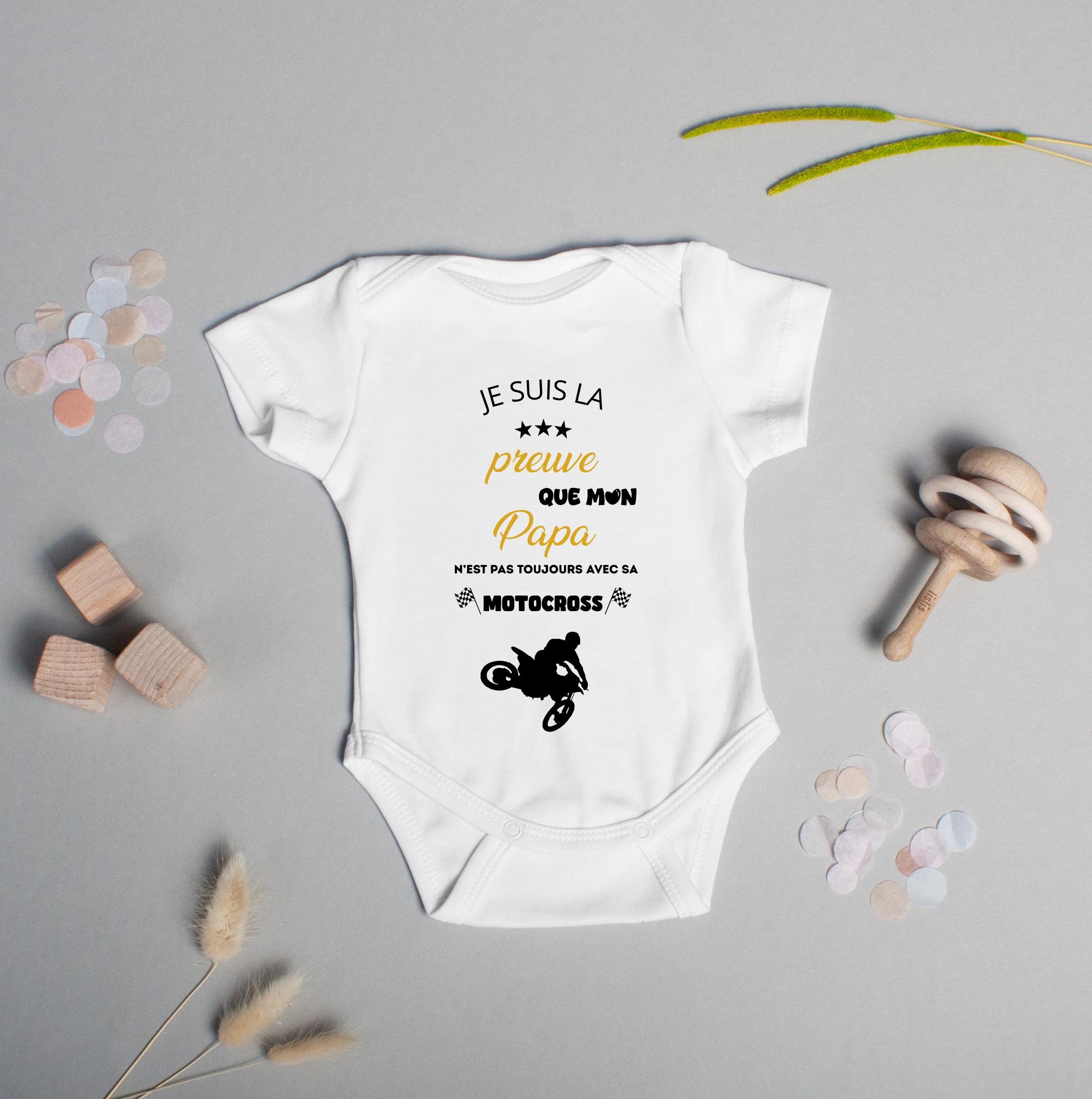 Bodie/ Body bébé personnalisé " Papa n'est pas toujours avec sa motocross " Humour