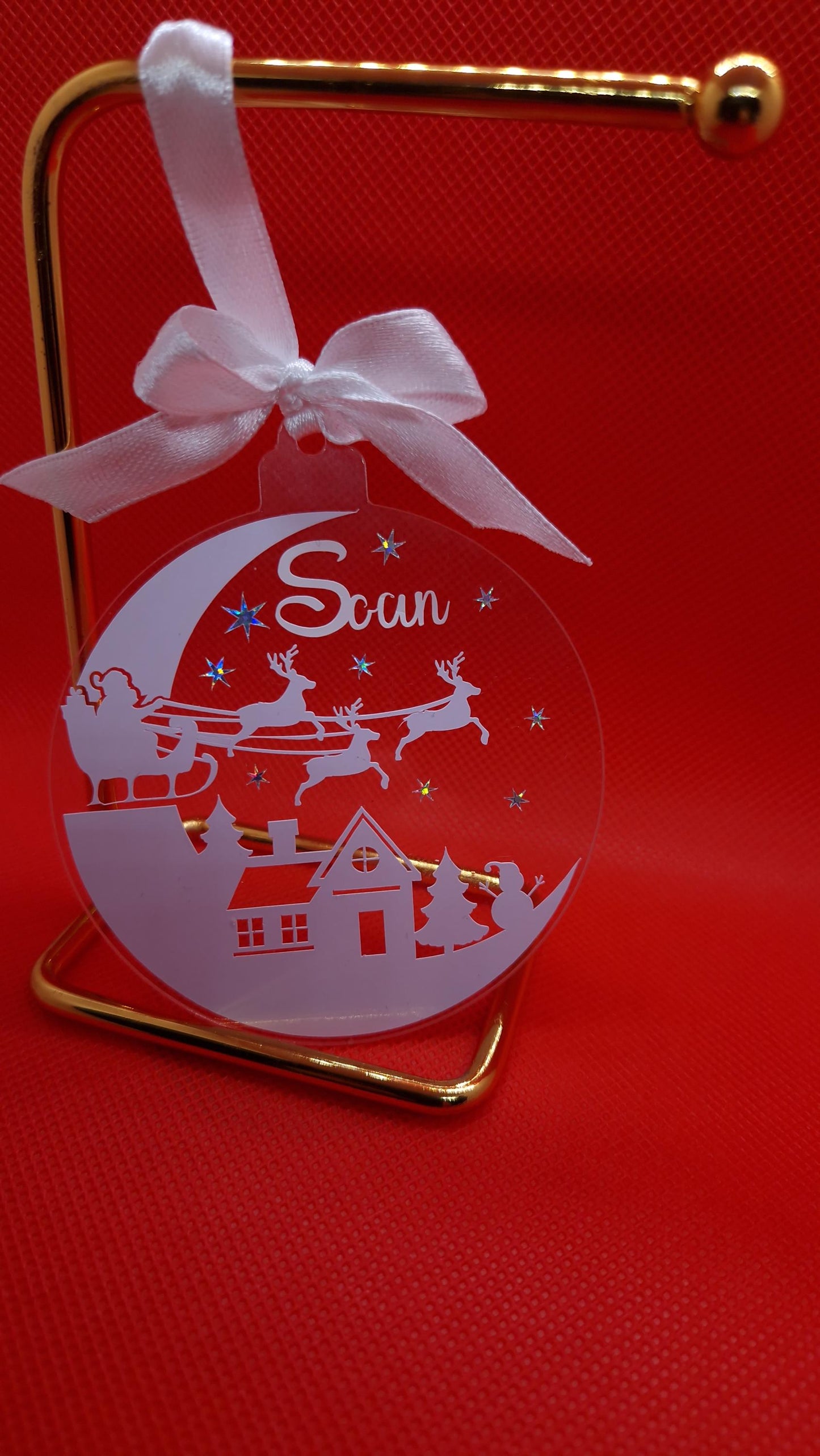 Boule Noël plate paysage personnalisée prénom déco sapin Heyl’Créations