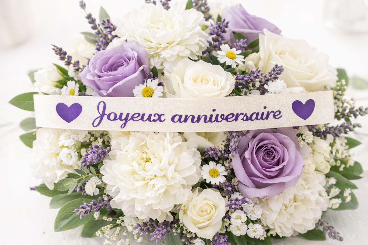 Ruban pailleté personnalisable pour bouquet de fleurs – message personnalisé cadeau floral Heyl’Créations